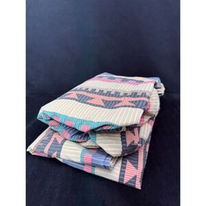 Vintage Cannon Twin Sheet Set Flat/Fitted Boys Room Aztec Geometric CabinCore